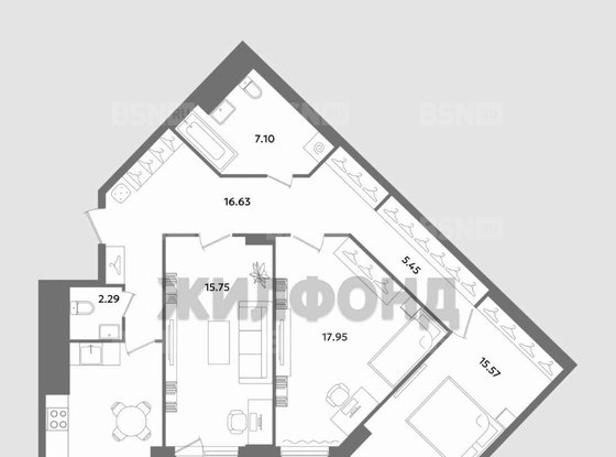 Продажа трехкомнатной квартиры - Кустодиева улица, д.7, корп.1 