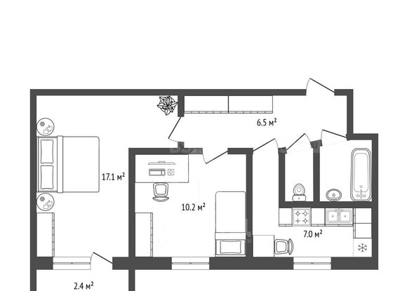 Продажа двухкомнатной квартиры - Дыбенко улица, д.12, корп.1 литера Ж 
