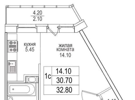 Продажа однокомнатной квартиры - поселок Парголово, Фёдора Абрамова улица, д.21, корп.3 стр 1 