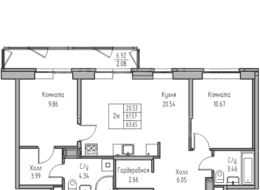 Продажа двухкомнатной квартиры в новостройке - г. Санкт-Петербург, 3-я Конная Лахта, участок 9, (северо-восточнее дома 45, литера Д по 3-ей Конной Лахте)
 