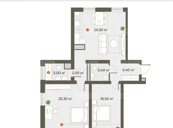 Продажа двухкомнатной квартиры - Зеленогорская улица, д.3 