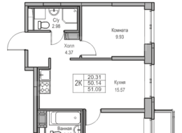 Продажа двухкомнатной квартиры в новостройке - г. Санкт-Петербург, 3-я Конная Лахта, участок 9, (северо-восточнее дома 45, литера Д по 3-ей Конной Лахте)
 