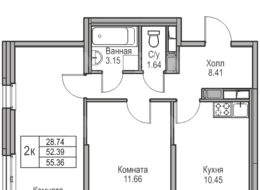Продажа двухкомнатной квартиры в новостройке - г. Санкт-Петербург, 3-я Конная Лахта, участок 9, (северо-восточнее дома 45, литера Д по 3-ей Конной Лахте)
 