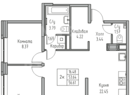 Продажа двухкомнатной квартиры в новостройке - г. Санкт-Петербург, 3-я Конная Лахта, участок 9, (северо-восточнее дома 45, литера Д по 3-ей Конной Лахте)
 