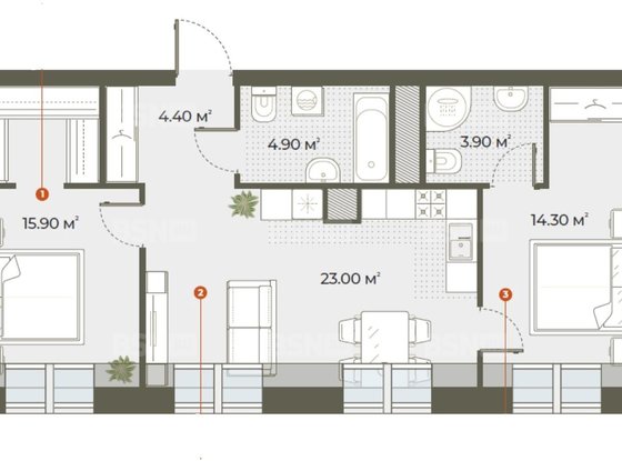 Продажа двухкомнатной квартиры - Зеленогорская улица, д.3 