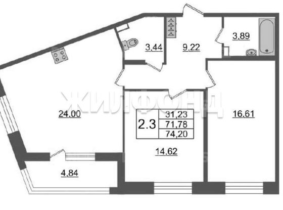 Продажа двухкомнатной квартиры - Уральская улица, д.23, корп.3 