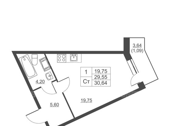 Продажа однокомнатной квартиры - городской поселок имени Свердлова, Западный проезд, д.13/1 