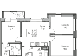 Продажа трехкомнатной квартиры в новостройке - г. Санкт-Петербург, 3-я Конная Лахта, участок 9, (северо-восточнее дома 45, литера Д по 3-ей Конной Лахте)
 