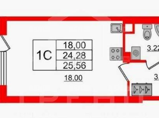 Продажа однокомнатной квартиры - Железнодорожный проспект, д.14, корп.3 стр 1 