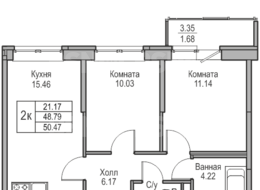 Продажа двухкомнатной квартиры в новостройке - г. Санкт-Петербург, 3-я Конная Лахта, участок 9, (северо-восточнее дома 45, литера Д по 3-ей Конной Лахте)
 