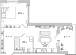 Продажа однокомнатной квартиры в новостройке - Ленинградская область, д. Новосаратовка, улица Романтиков, дом 3, корпус 6 
