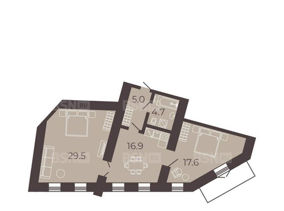 Продажа двухкомнатной квартиры - Канала Грибоедова набережная, д.84 