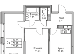 Продажа двухкомнатной квартиры в новостройке - г. Санкт-Петербург, 3-я Конная Лахта, участок 9, (северо-восточнее дома 45, литера Д по 3-ей Конной Лахте)
 