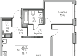 Продажа двухкомнатной квартиры в новостройке - г. Санкт-Петербург, 3-я Конная Лахта, участок 9, (северо-восточнее дома 45, литера Д по 3-ей Конной Лахте)
 
