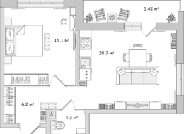 Продажа однокомнатной квартиры в новостройке - Ленинградская область, Новосаратовка 