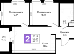 Продажа двухкомнатной квартиры в новостройке - Ленинградская область, Всеволожский муниципальный район, Свердловское городское поселение, дер. Новосаратовка 