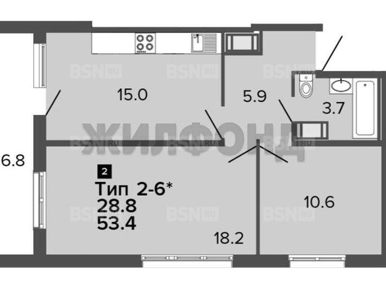 Продажа двухкомнатной квартиры - Глухарская улица, д.26 