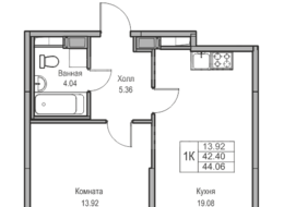 Продажа однокомнатной квартиры в новостройке - г. Санкт-Петербург, 3-я Конная Лахта, участок 9, (северо-восточнее дома 45, литера Д по 3-ей Конной Лахте)
 