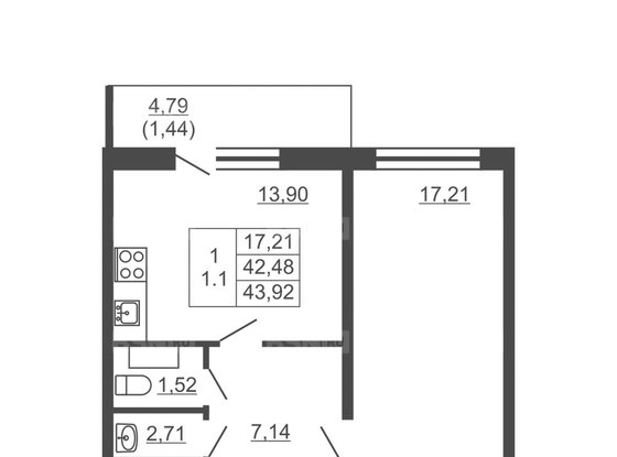 Продажа однокомнатной квартиры - городской поселок имени Свердлова, Западный проезд, д.10/1, корп.1 