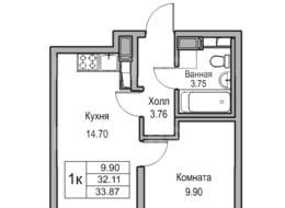 Продажа однокомнатной квартиры в новостройке - г. Санкт-Петербург, 3-я Конная Лахта, участок 9, (северо-восточнее дома 45, литера Д по 3-ей Конной Лахте) 
