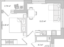 Продажа однокомнатной квартиры в новостройке - Ленинградская область, Новосаратовка 