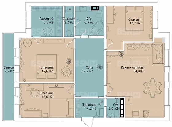 Аренда четырехкомнатной квартиры - Средний В.О. проспект, д.85, литера А 