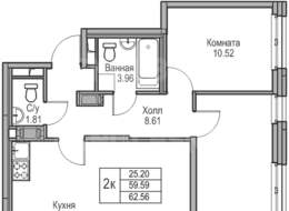Продажа двухкомнатной квартиры в новостройке - г. Санкт-Петербург, 3-я Конная Лахта, участок 9, (северо-восточнее дома 45, литера Д по 3-ей Конной Лахте)
 