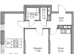 Продажа двухкомнатной квартиры в новостройке - г. Санкт-Петербург, 3-я Конная Лахта, участок 9, (северо-восточнее дома 45, литера Д по 3-ей Конной Лахте)
 