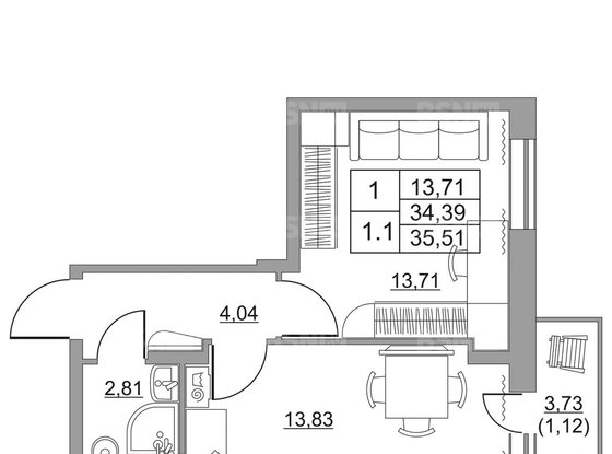 Продажа однокомнатной квартиры - городской поселок имени Свердлова, Западный проезд, д.13/1 
