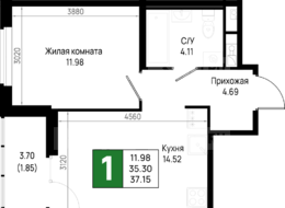 Продажа однокомнатной квартиры в новостройке - Ленинградская область, Всеволожский муниципальный район, Свердловское городское поселение, дер. Новосаратовка 