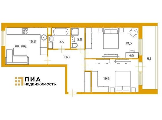 Продажа двухкомнатной квартиры - Композиторов улица, д.12, литера А 