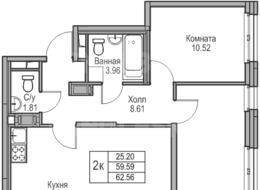 Продажа двухкомнатной квартиры в новостройке - г. Санкт-Петербург, 3-я Конная Лахта, участок 9, (северо-восточнее дома 45, литера Д по 3-ей Конной Лахте)
 