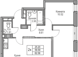 Продажа двухкомнатной квартиры в новостройке - г. Санкт-Петербург, 3-я Конная Лахта, участок 9, (северо-восточнее дома 45, литера Д по 3-ей Конной Лахте)
 