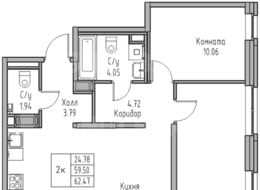 Продажа двухкомнатной квартиры в новостройке - г. Санкт-Петербург, 3-я Конная Лахта, участок 9, (северо-восточнее дома 45, литера Д по 3-ей Конной Лахте)
 