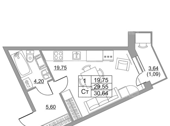 Продажа однокомнатной квартиры - городской поселок имени Свердлова, Западный проезд, д.13/1 