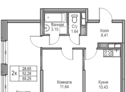 Продажа двухкомнатной квартиры в новостройке - г. Санкт-Петербург, 3-я Конная Лахта, участок 9, (северо-восточнее дома 45, литера Д по 3-ей Конной Лахте)
 